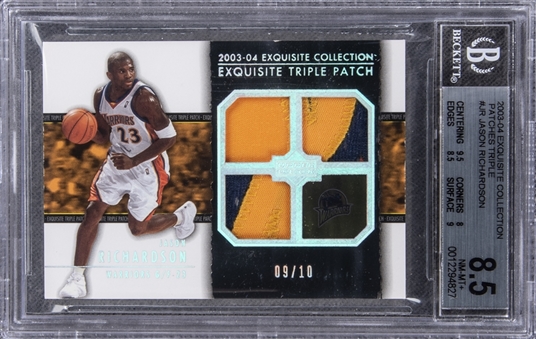 2003-04 UD "Exquisite Collection" Triple Patches #JR Jason Richardson Game Used Patch Card (#09/10) – BGS NM-MT+ 8.5